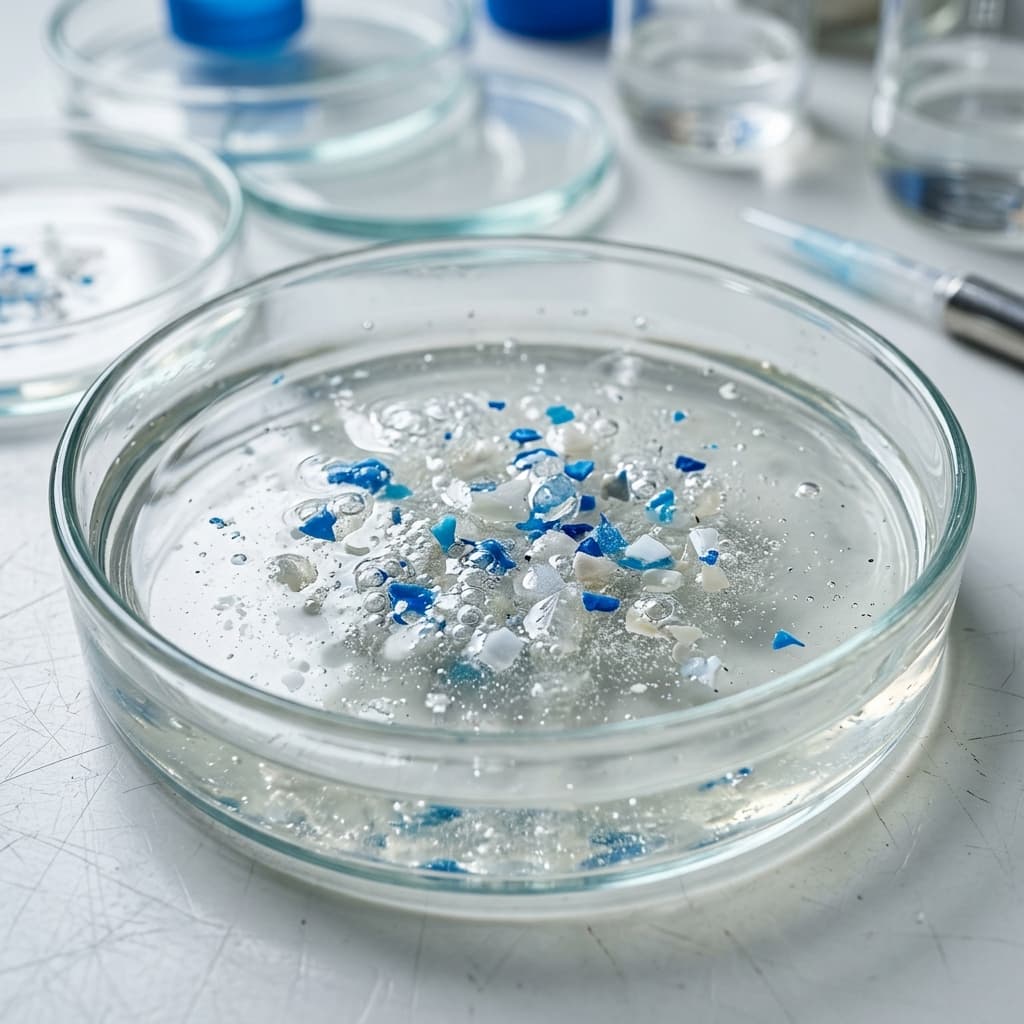 Microscopia de partículas poliméricas em processo de despolimerização química dentro de solução aquosa enzimática